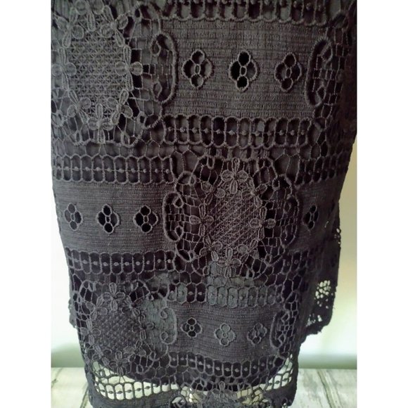 Francesca's Miami Crotchet Lace Overlay Dress Size S Black Sleeveless Boho - Picture 5 of 11